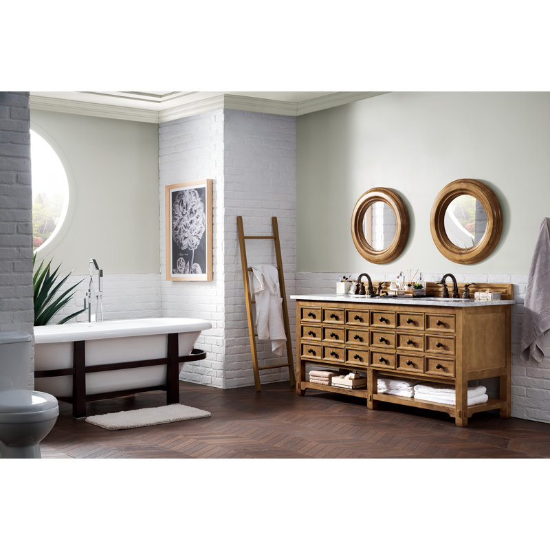 Bayou Breeze Gowins 72" Double Bathroom Vanity Base Only in Honey Alder